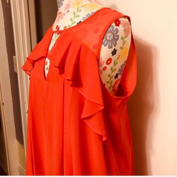 BCBGeneration Orange Ruffle Tent Dress - Picture 4 of 6